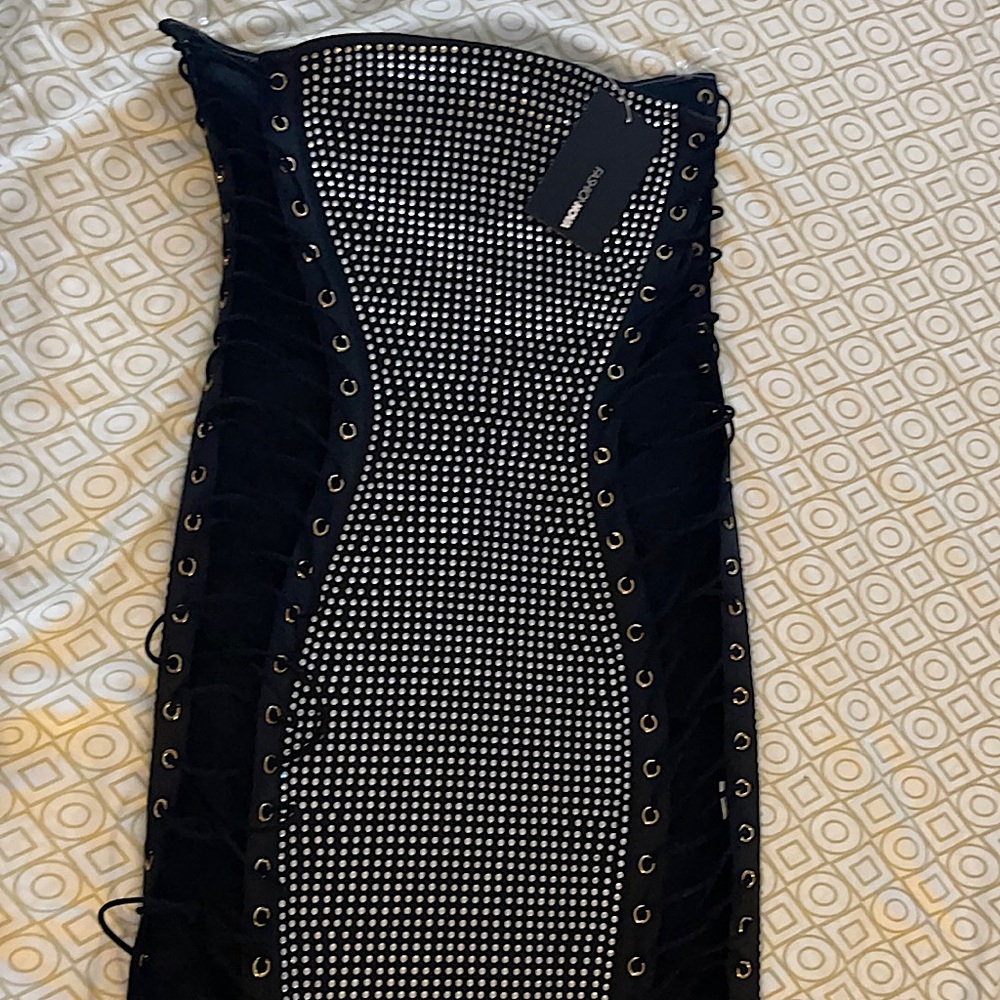 Steal The Night Embellished Mini Black Dress. Size M